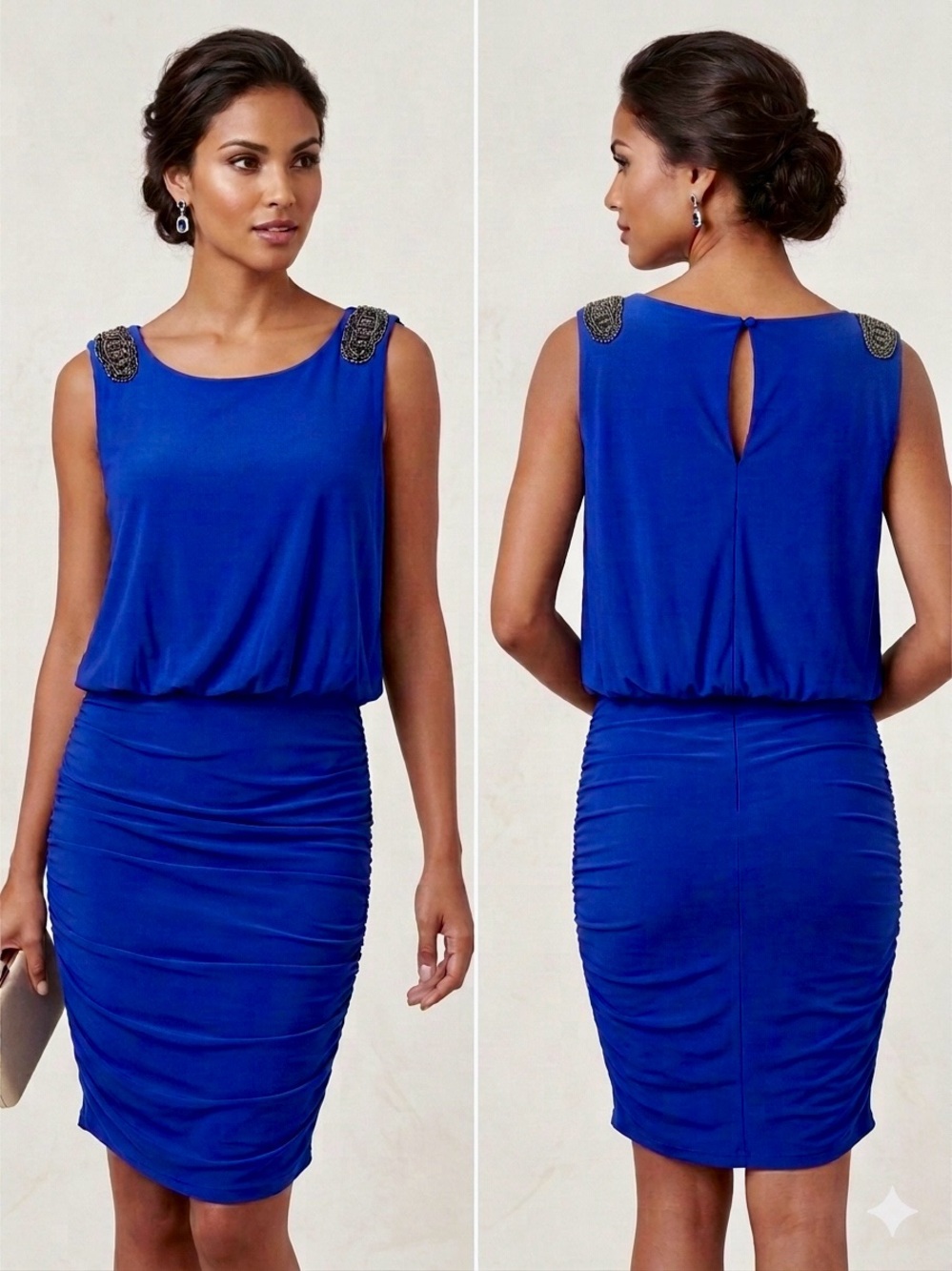 NWT Royal Blue Embellished Shoulder Mini Dress